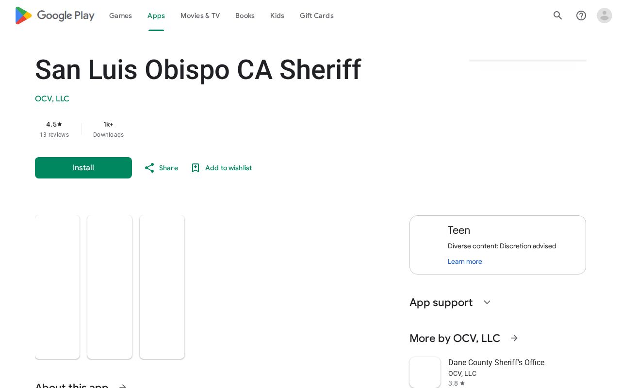 San Luis Obispo County Sheriff arrest information app listing